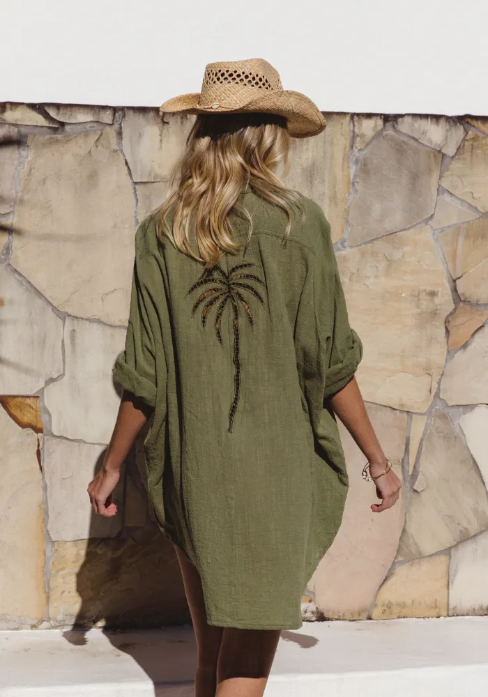 3 Palm Shirt Dress - Cactus PRESALE