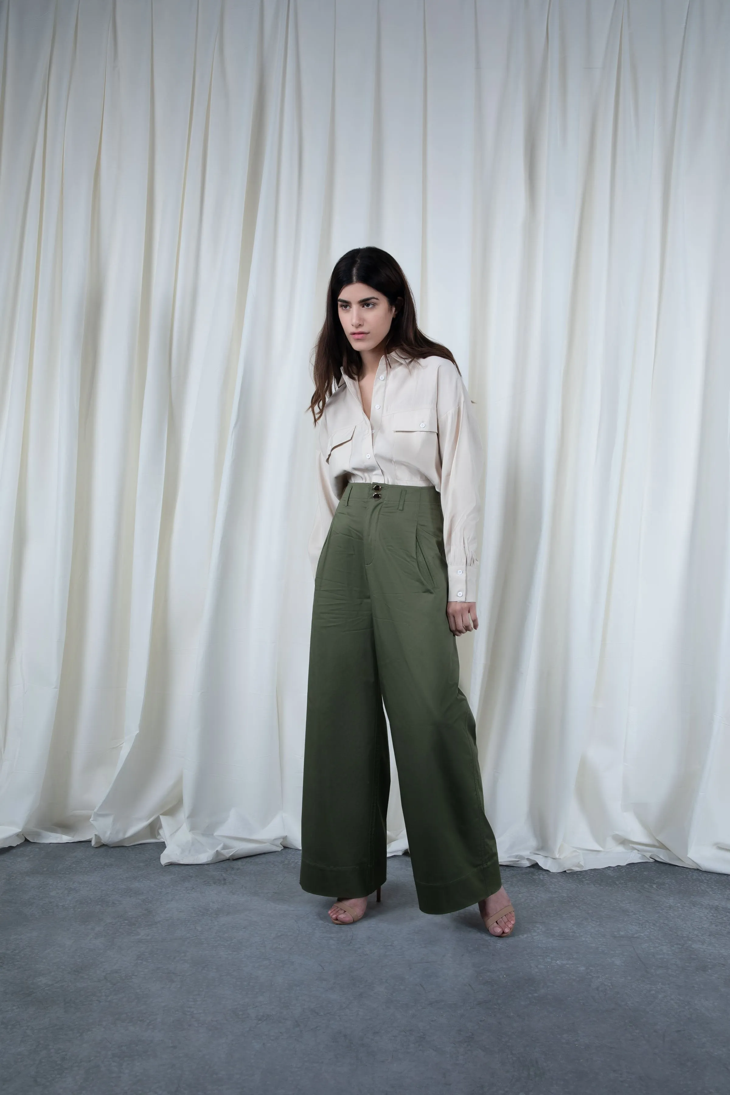 Army Belted Flowy Pants