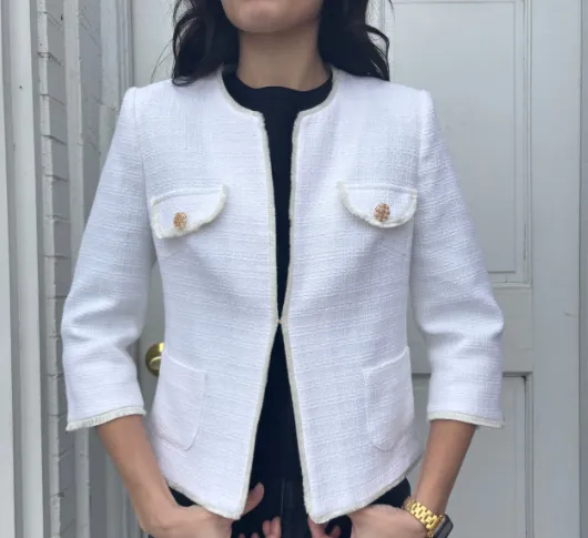 Bariloche - 3/4 Sleeve Collarless Blazer in White