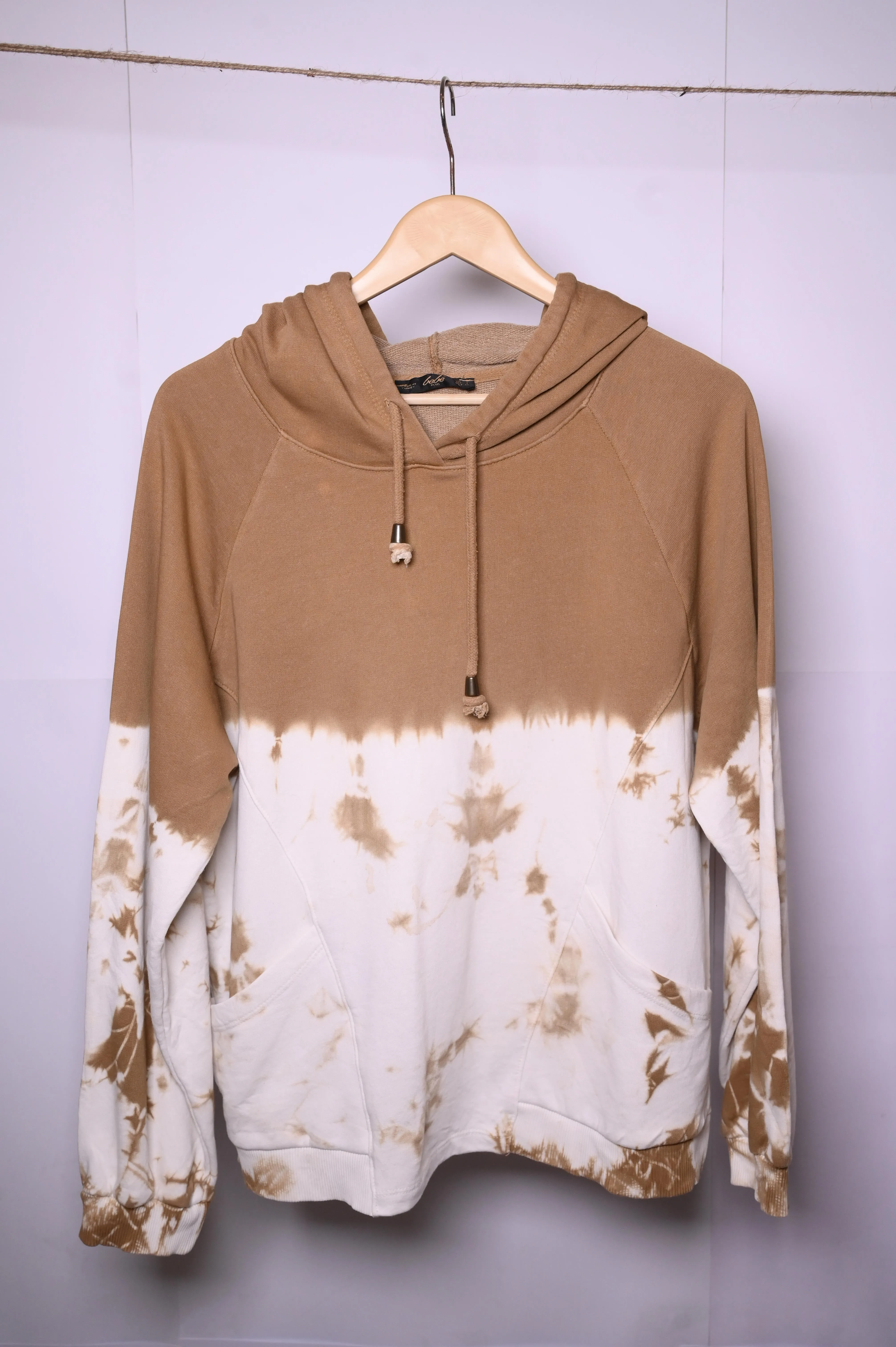 Bebe Plus White and Brown Hoodie - Large