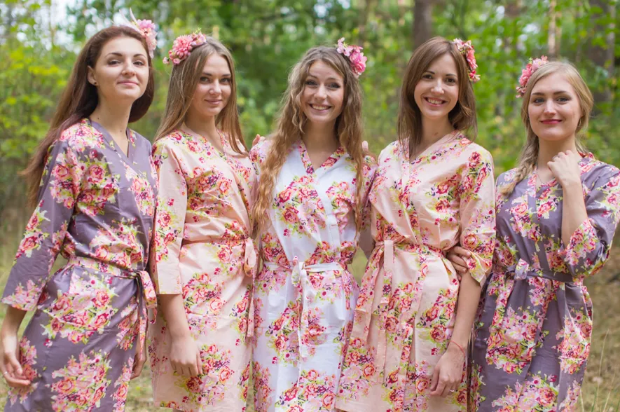 Blush and Charcoal Wedding Colors Bridesmaids Robes