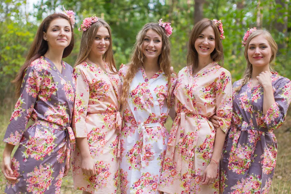 Blush and Charcoal Wedding Colors Bridesmaids Robes