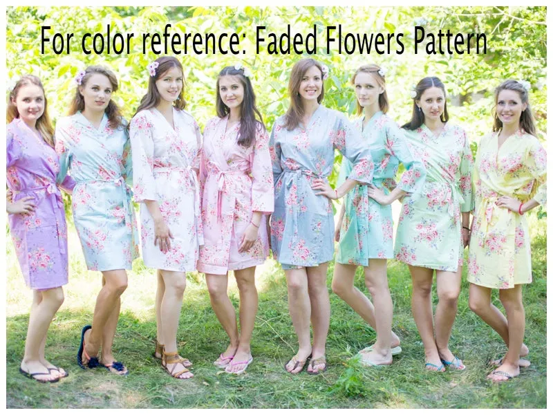 Blush Faded Flowers Pattern Bridesmaids Robes