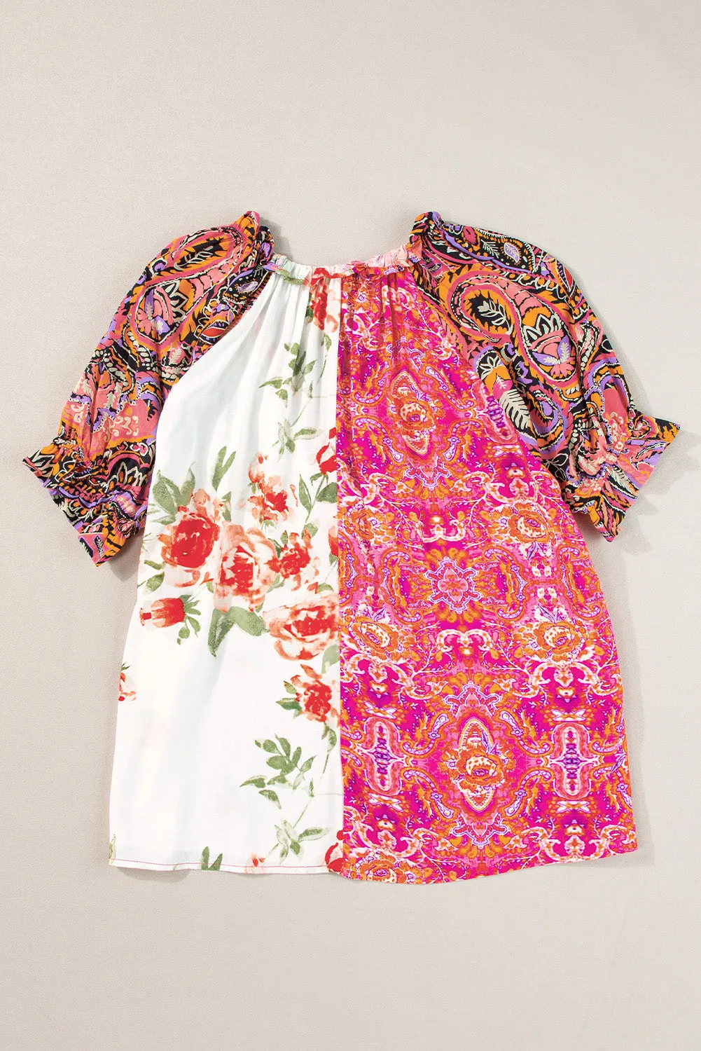 Boho Floral Buttoned Blouse