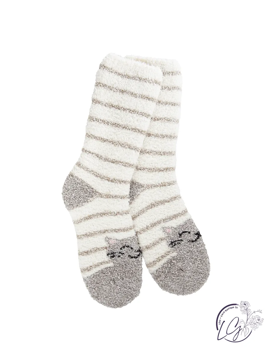 Cat Stripe Cozy Crew Sock