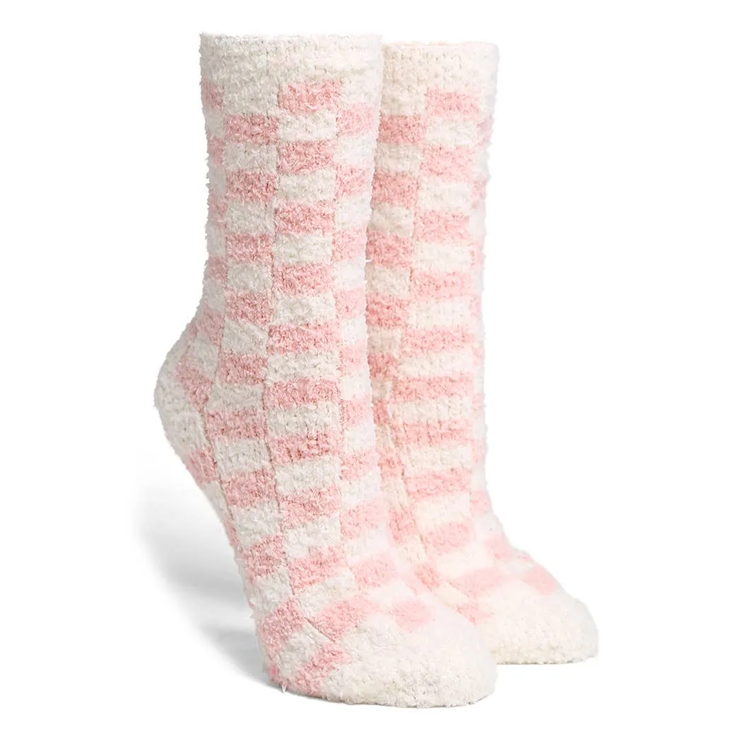 Checkered Mini Crew Fuzzy Winter Socks