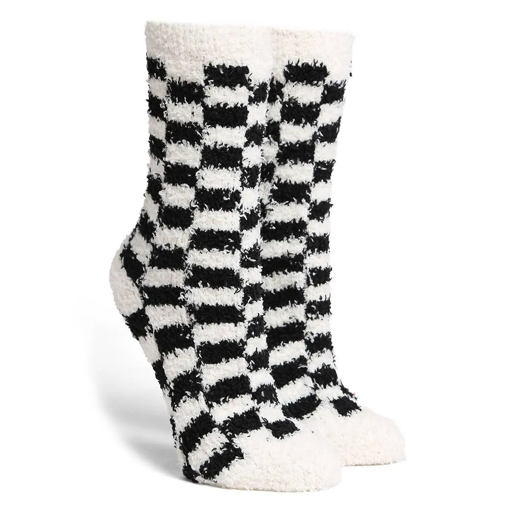 Checkered Mini Crew Fuzzy Winter Socks