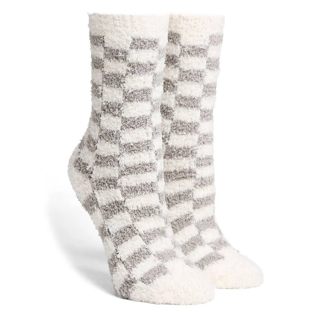 Checkered Mini Crew Fuzzy Winter Socks