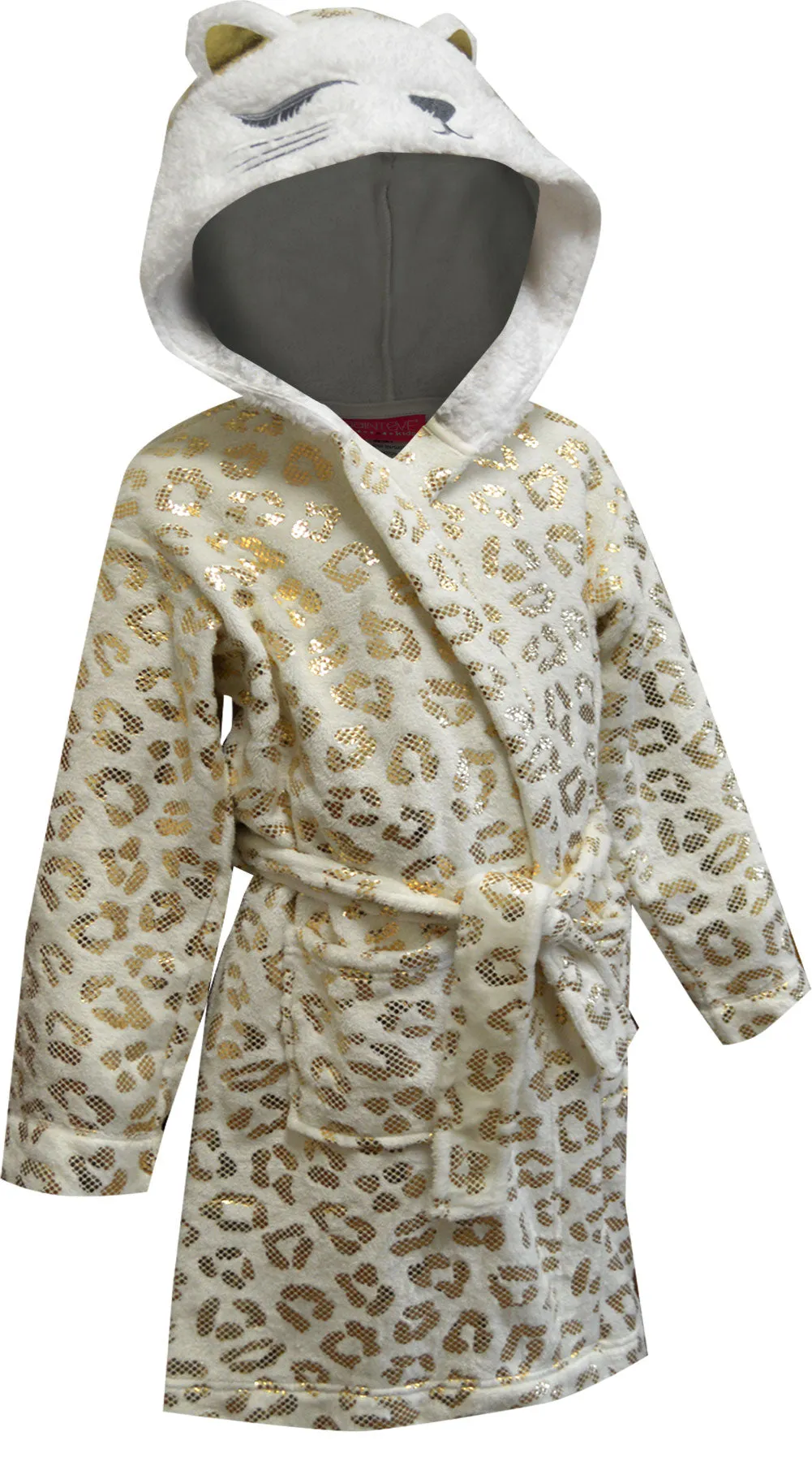 Cheetah Plush Hooded Robe with 3D Face