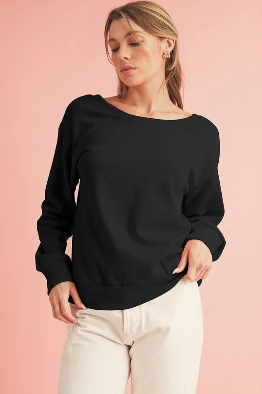 Chestnut Bowknot Dewback Round Neck Sweatshirt