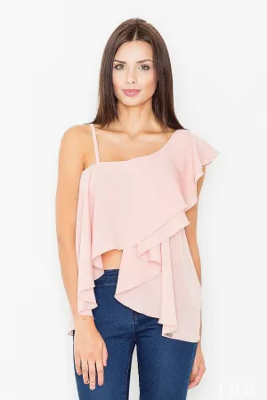 Chic Frill-Embellished Peek-a-Boo Blouse for Effortless Sophistication