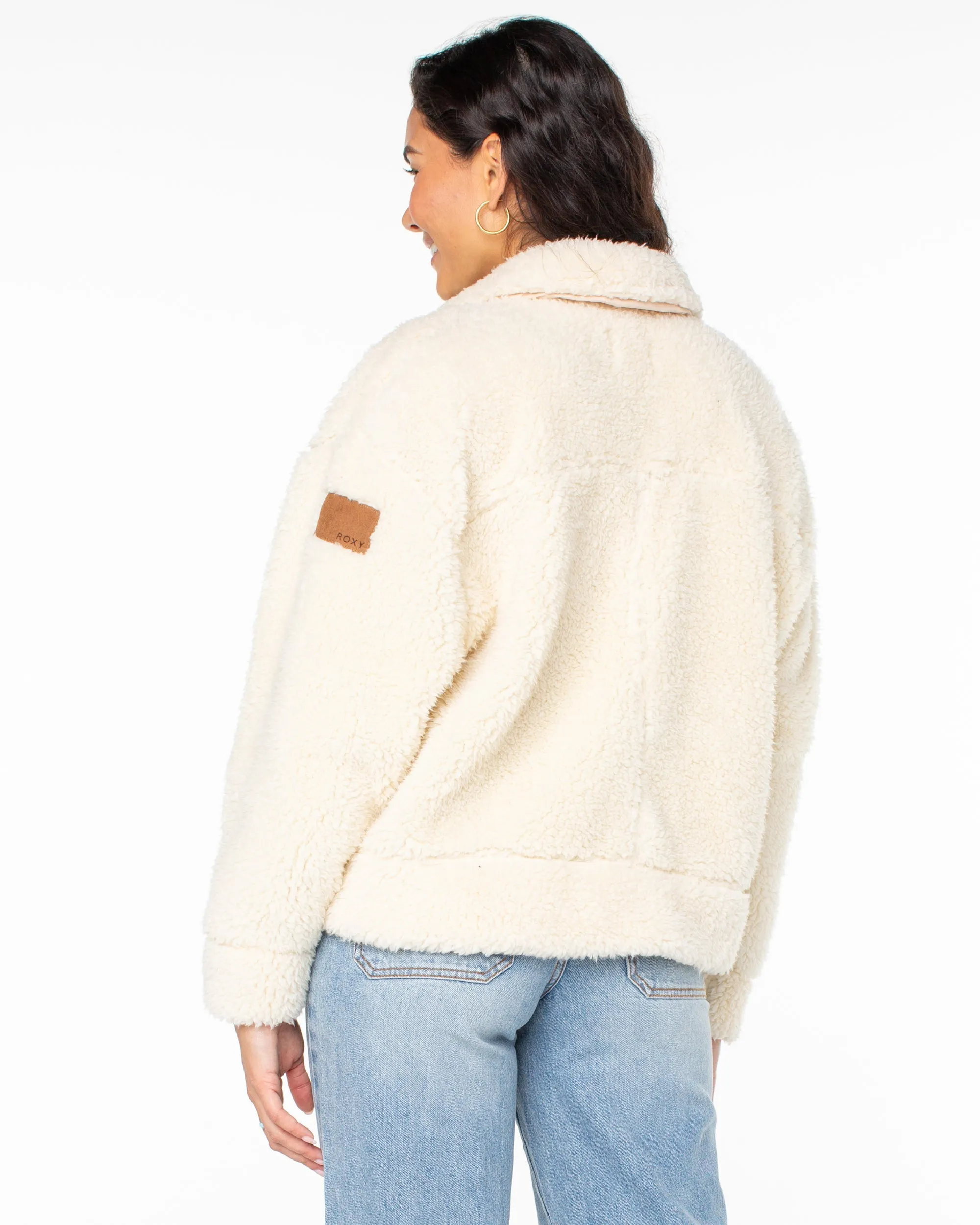 Chilly Wave Snap Front Fleece Jacket - Parchment