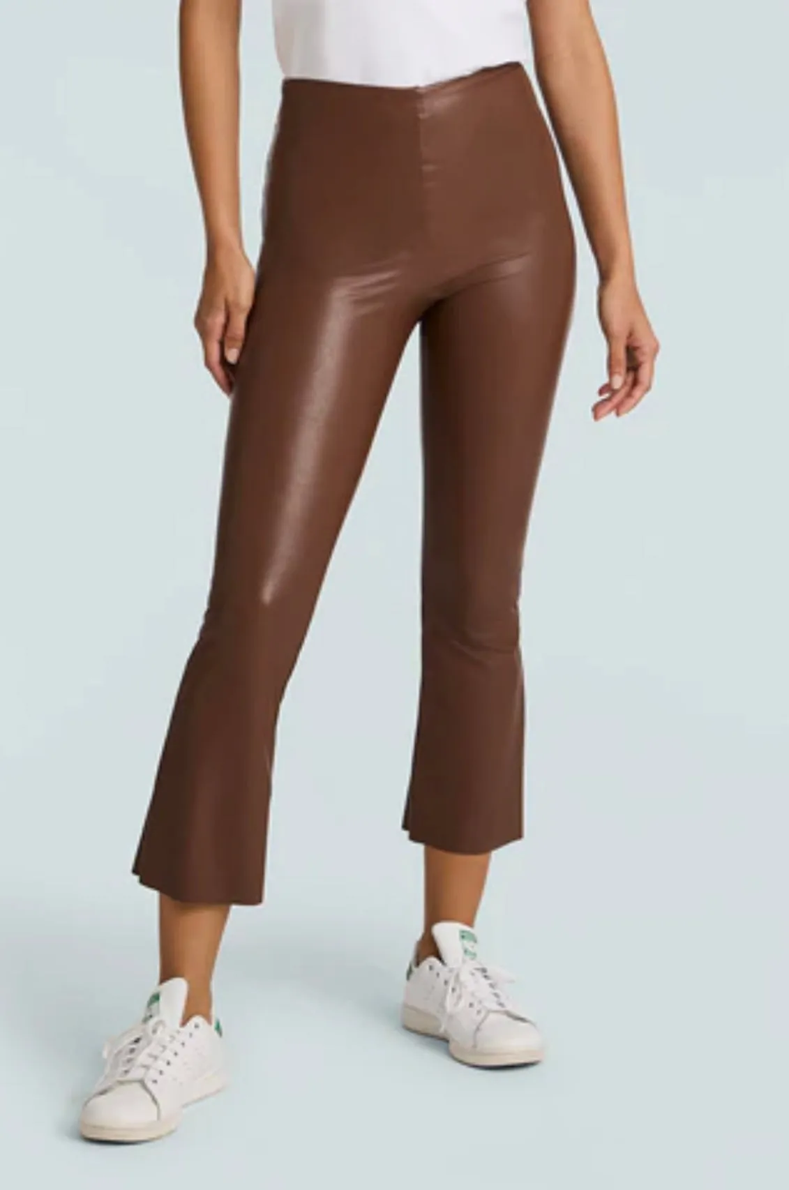 Commando Faux Leather Cropped Flare in Chocolate