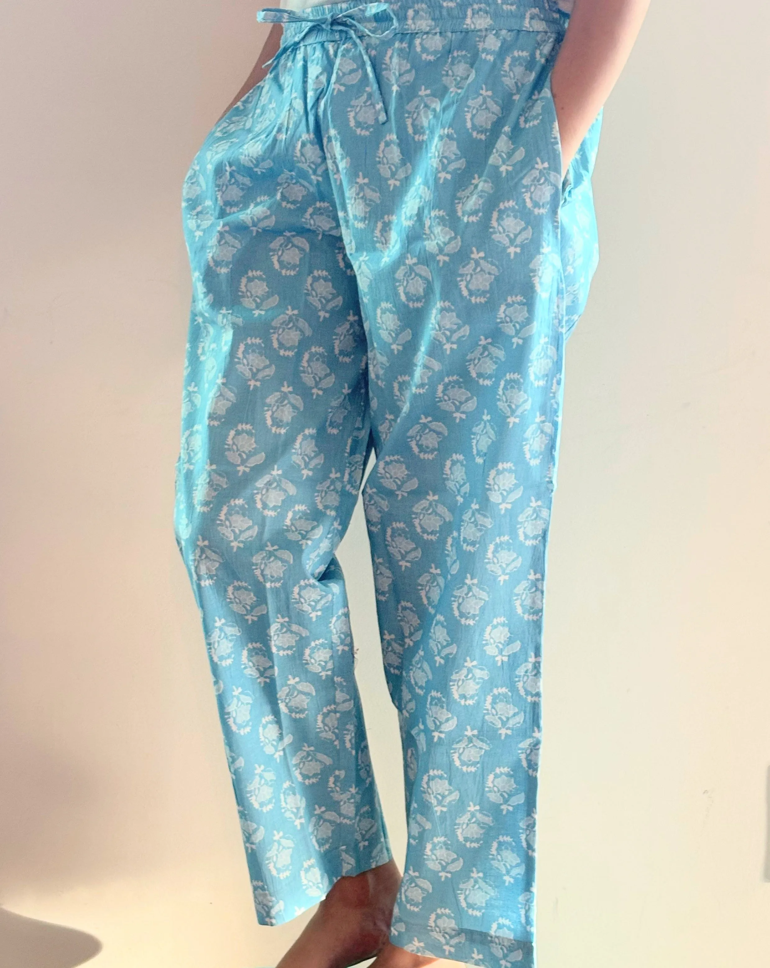 Cotton Pajama Pants Women - Frosted Flora