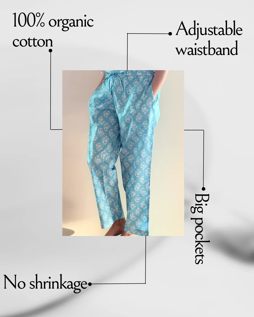 Cotton Pajama Pants Women - Frosted Flora