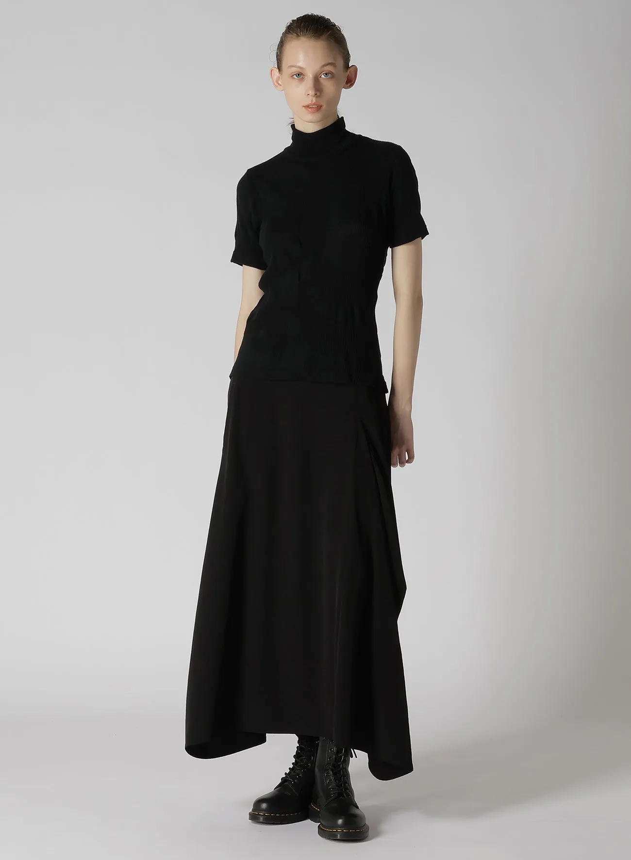 CREPE de CHINE PANEL TUCK FLARED SKIRT