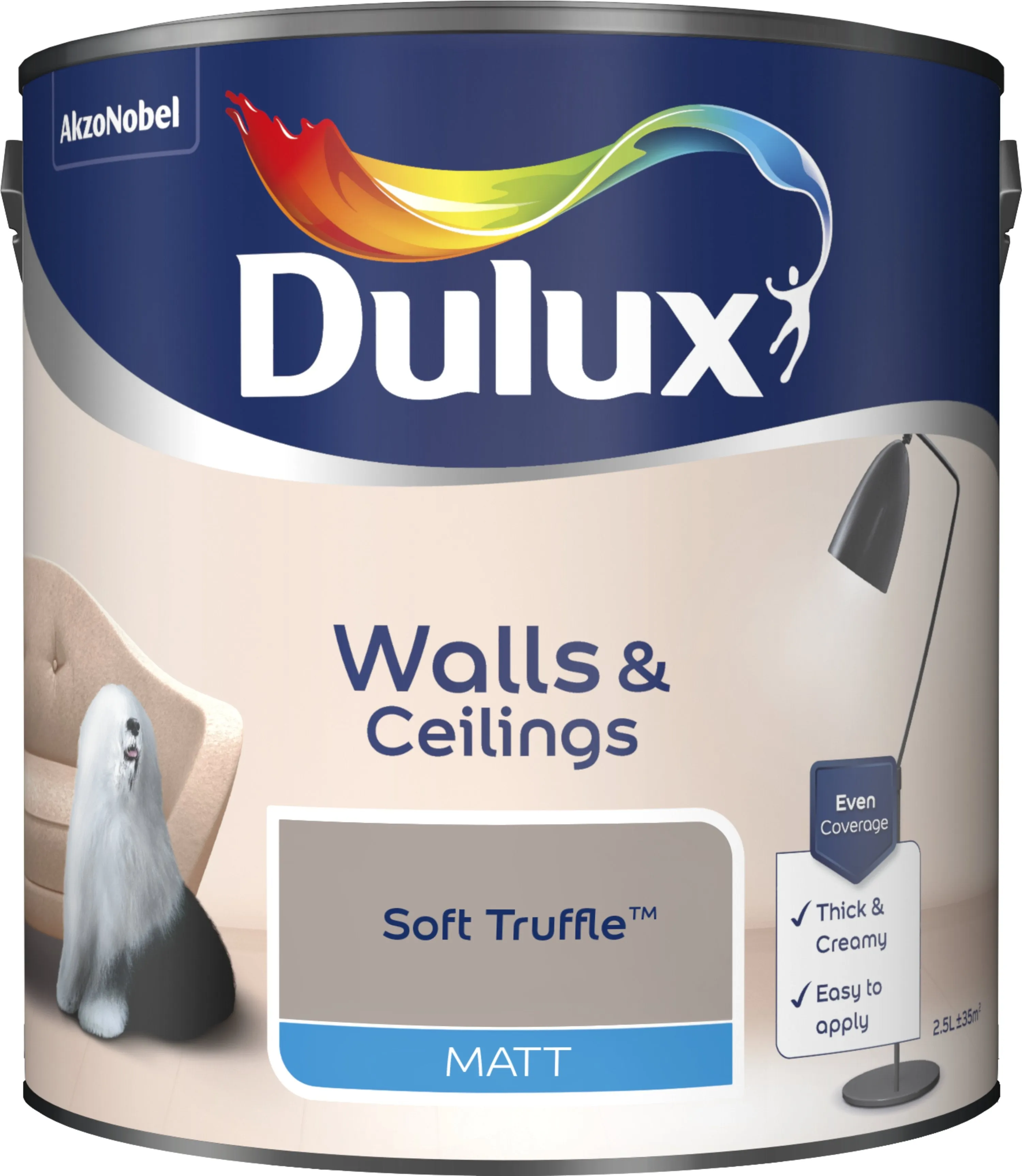 Dulux Matt Emulsion Paint For Walls And Ceilings - Soft Truffle 2.5L