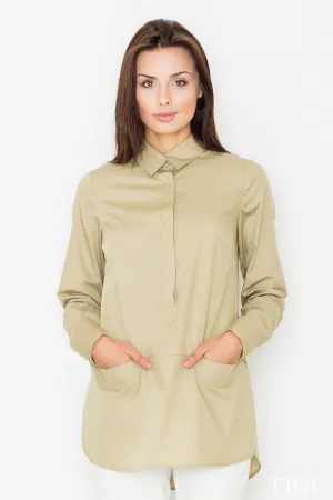 Elegant Cotton-Poly Blend Button-Up Blouse for Every Occasion