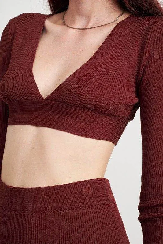 Emory Park | V Neck Cropped Sweater Top