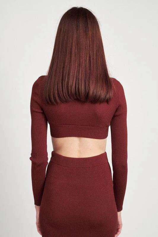 Emory Park | V Neck Cropped Sweater Top