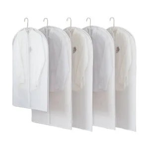 Fabufabu 4-piece set white frosted zipper PEVA hanging garment bag