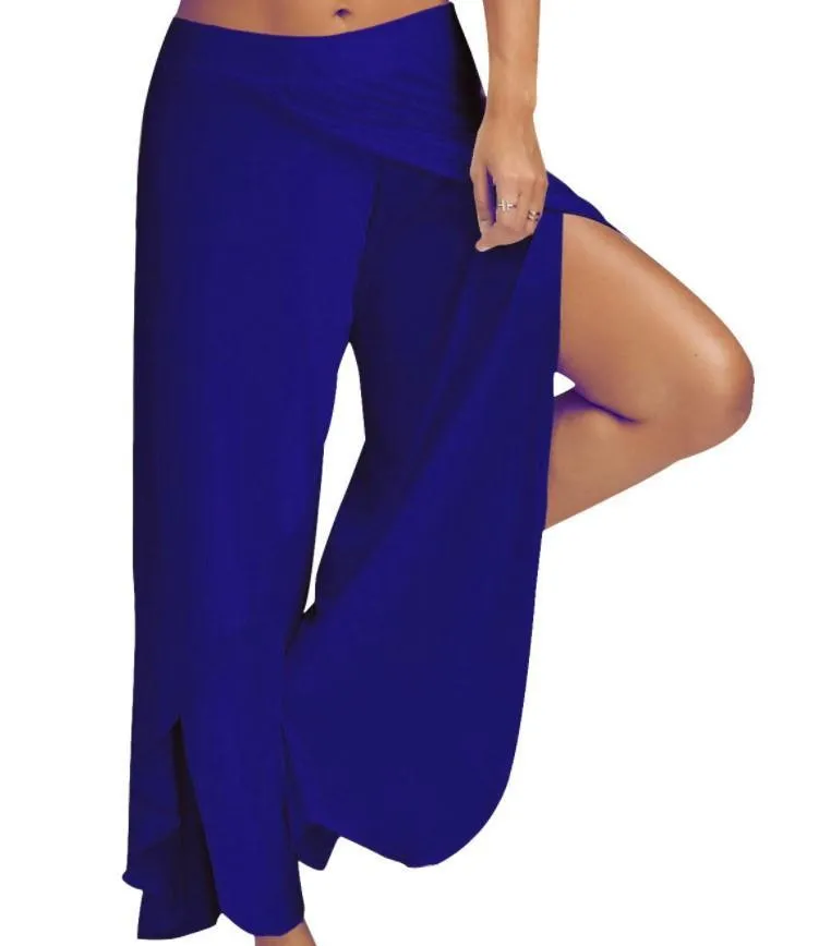 FashionSierra - Women's wide leg side split wrap flowy yoga pants