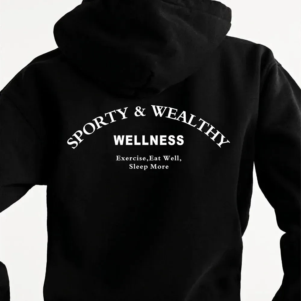 Flytonn-Retro sports style outfit streetwear 90s fashion Sport Make You Health Letters Printing Women Vintage Style Black Hoodies Autumn Winter Thick Fleece Warm Casual 90s Sweatshirts