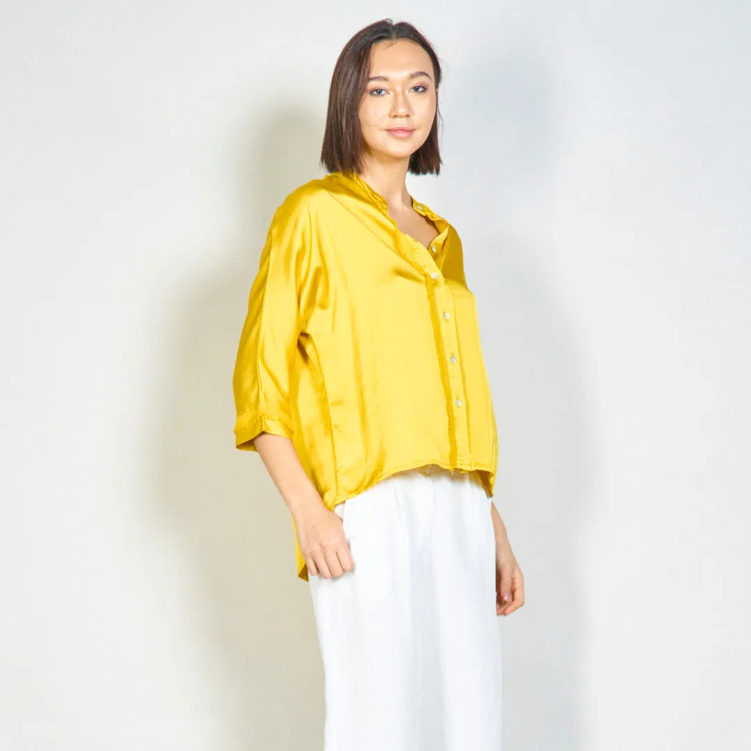 Frayed button-up silk blouse wholesale