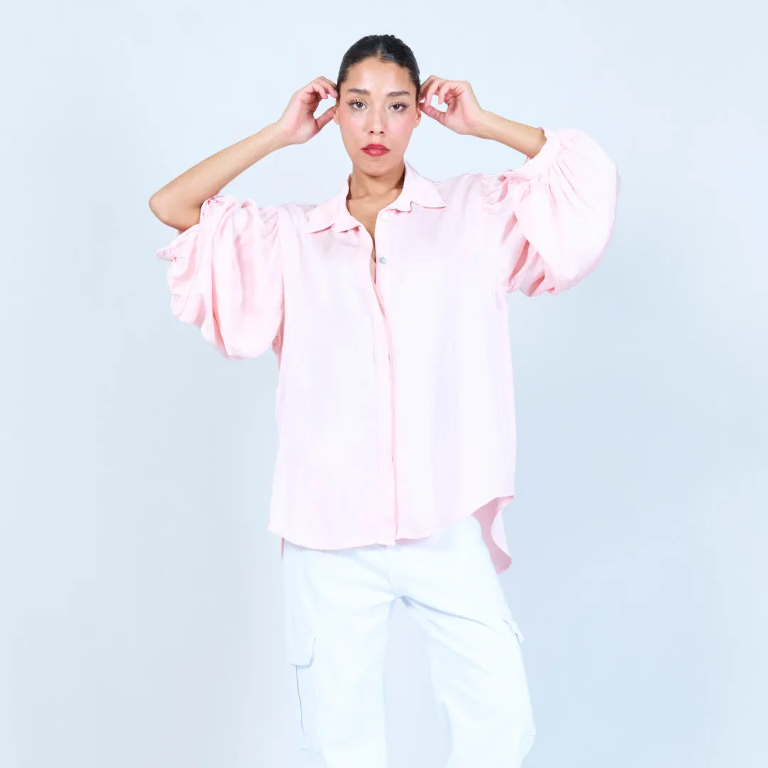 Frayed button-up silk blouse wholesale