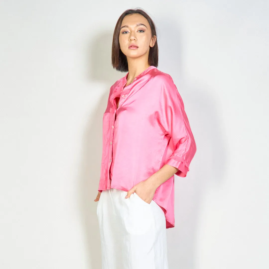 Frayed button-up silk blouse wholesale