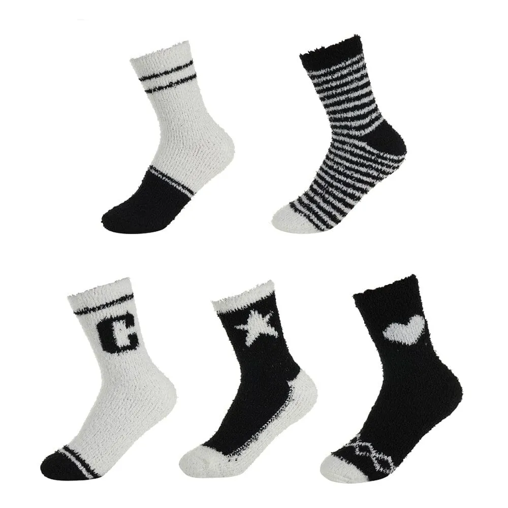 Fuzzy Cozy Socks With Black White Design 1039 (12 units)