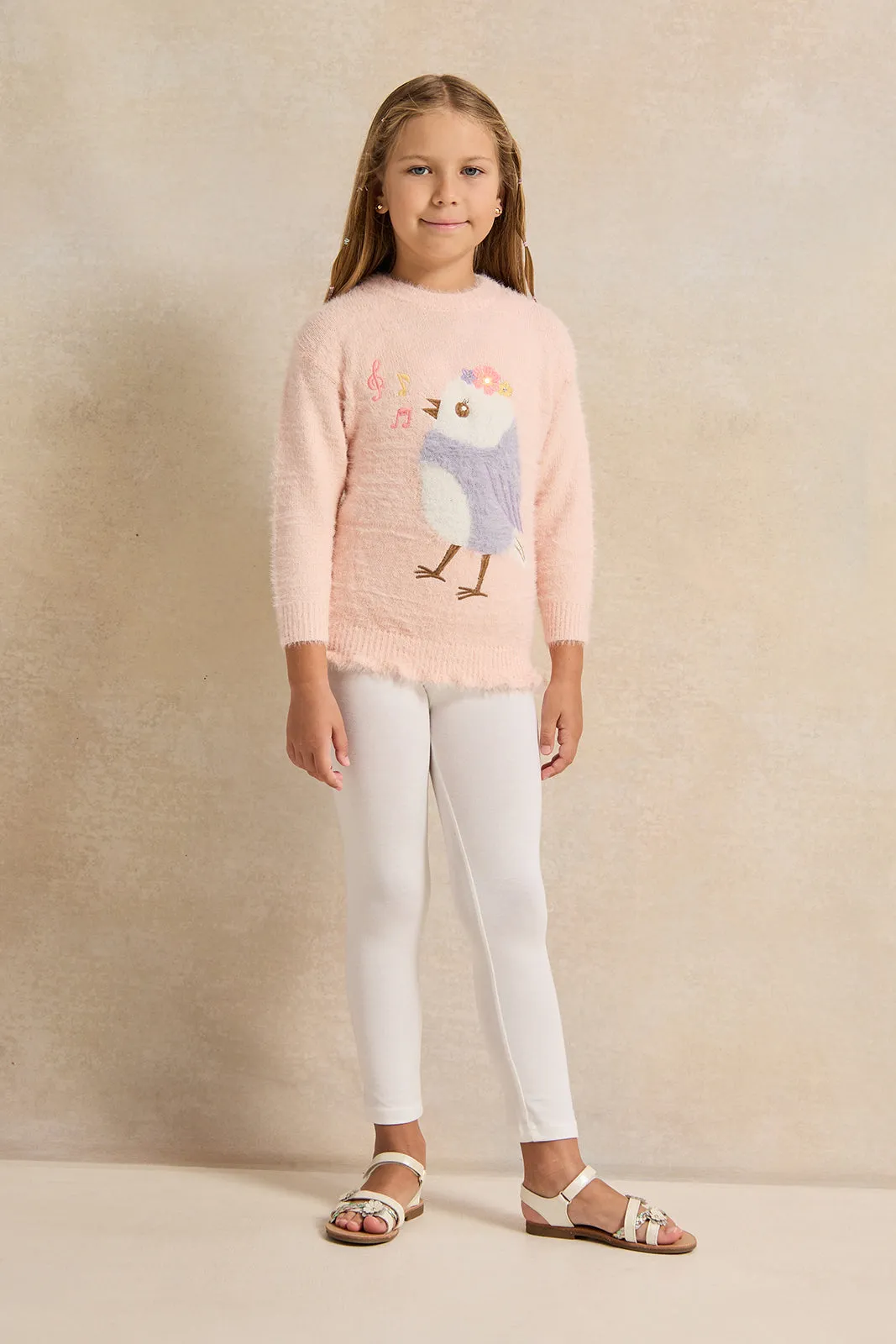 Girls Pink Placement Print Pullover