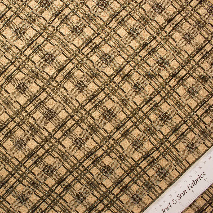 Gold/Black 'Tartan' Metallic Brocade