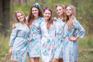 Gray Blooming Flowers Pattern Bridesmaids Robes