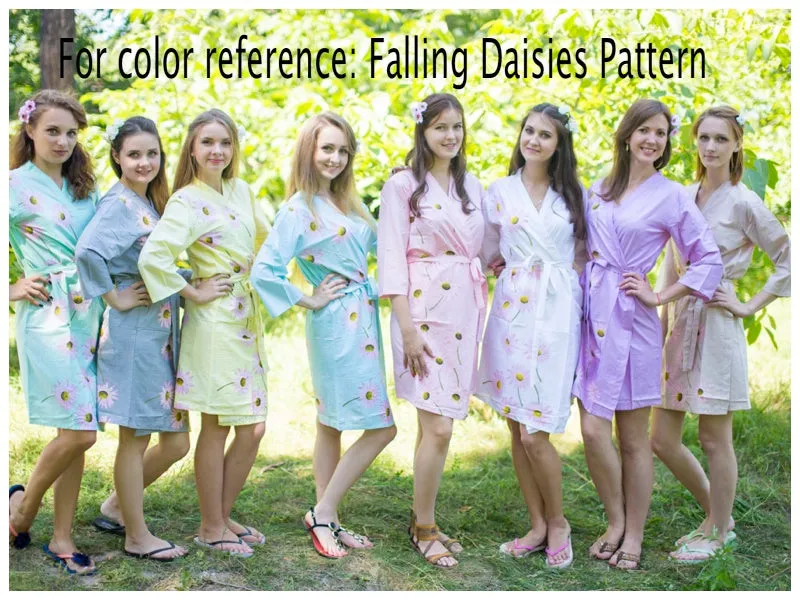 Gray Falling Daisies Pattern Bridesmaids Robes