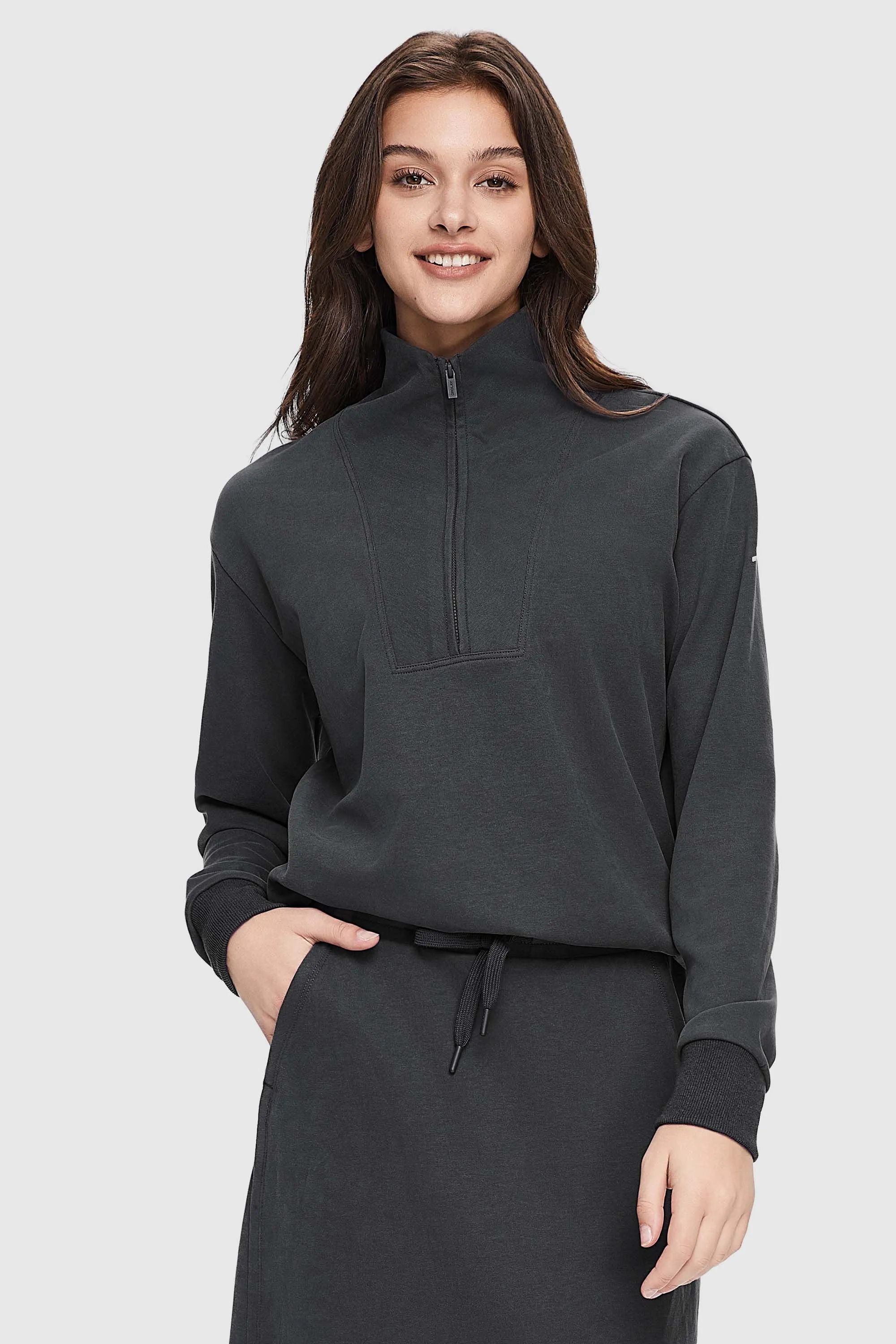 Half Zip High Neck Sweatshirt