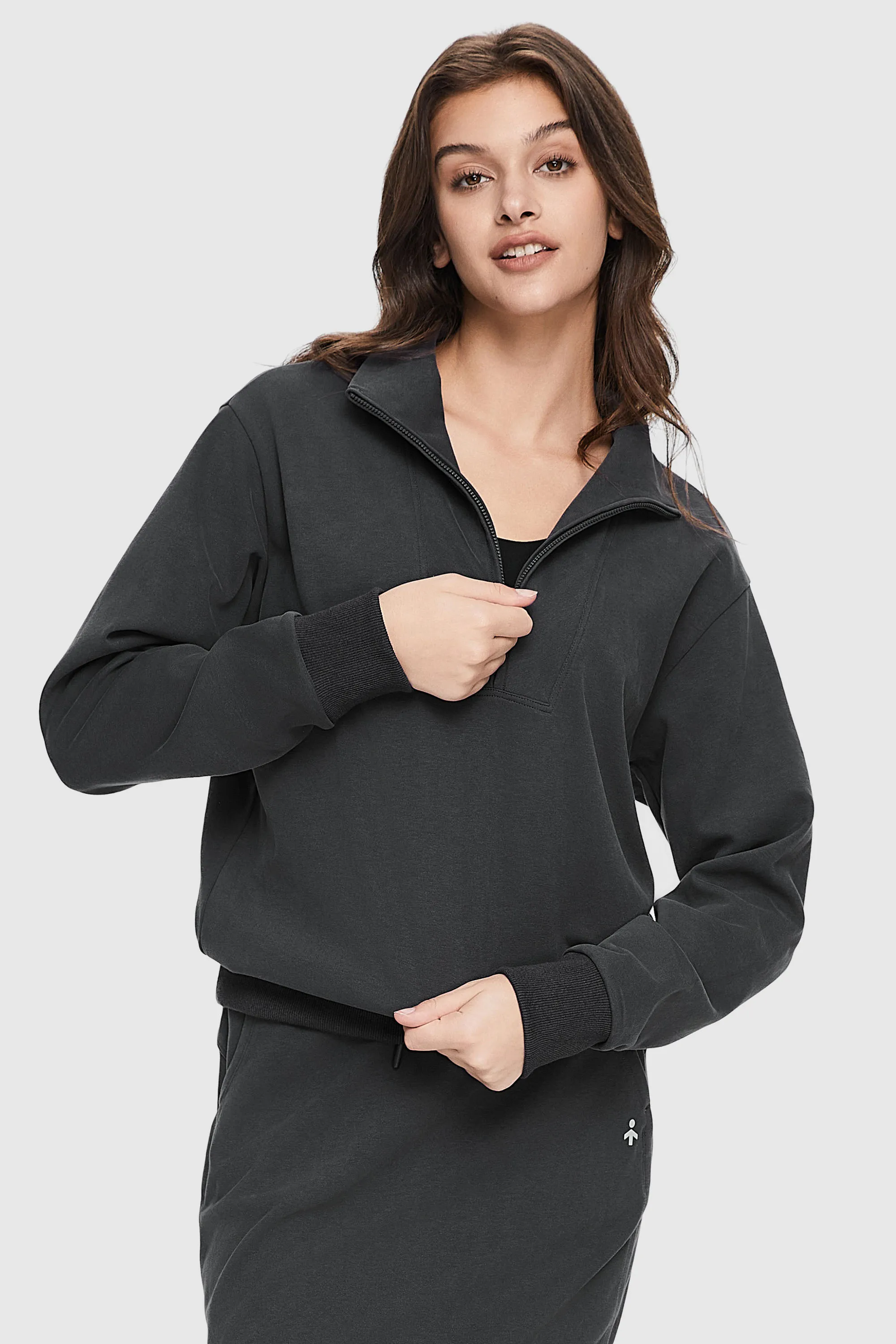 Half Zip High Neck Sweatshirt