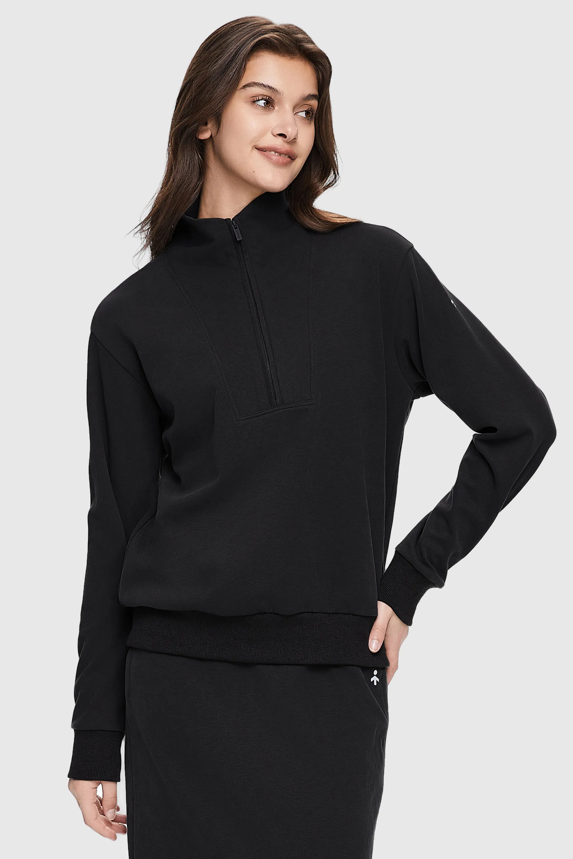 Half Zip High Neck Sweatshirt