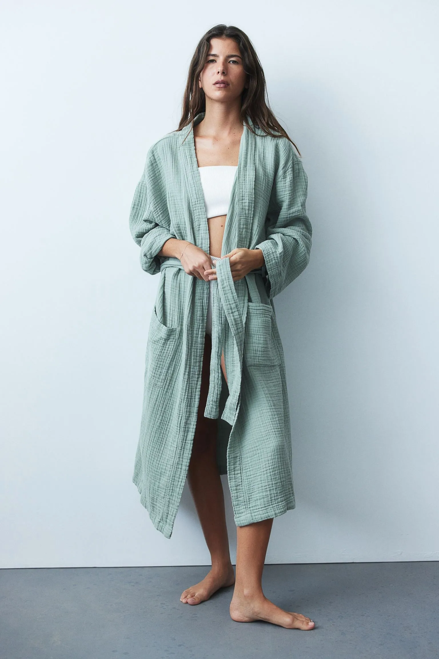 H&M Home Muslin robe, light green