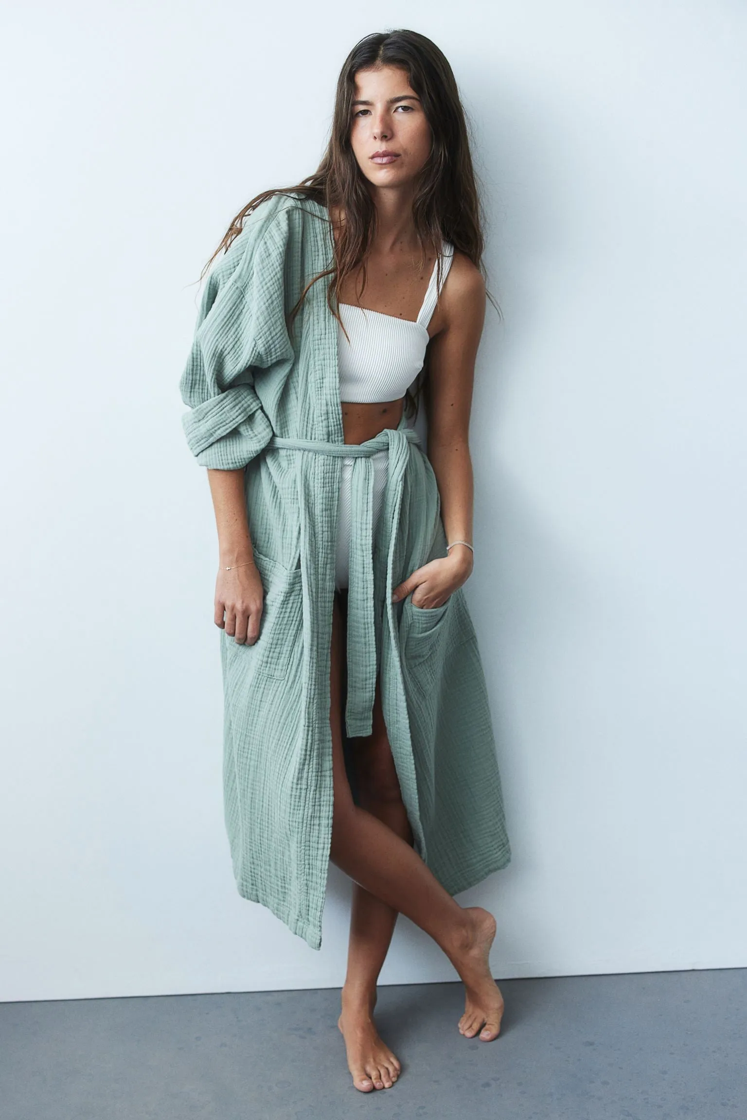 H&M Home Muslin robe, light green