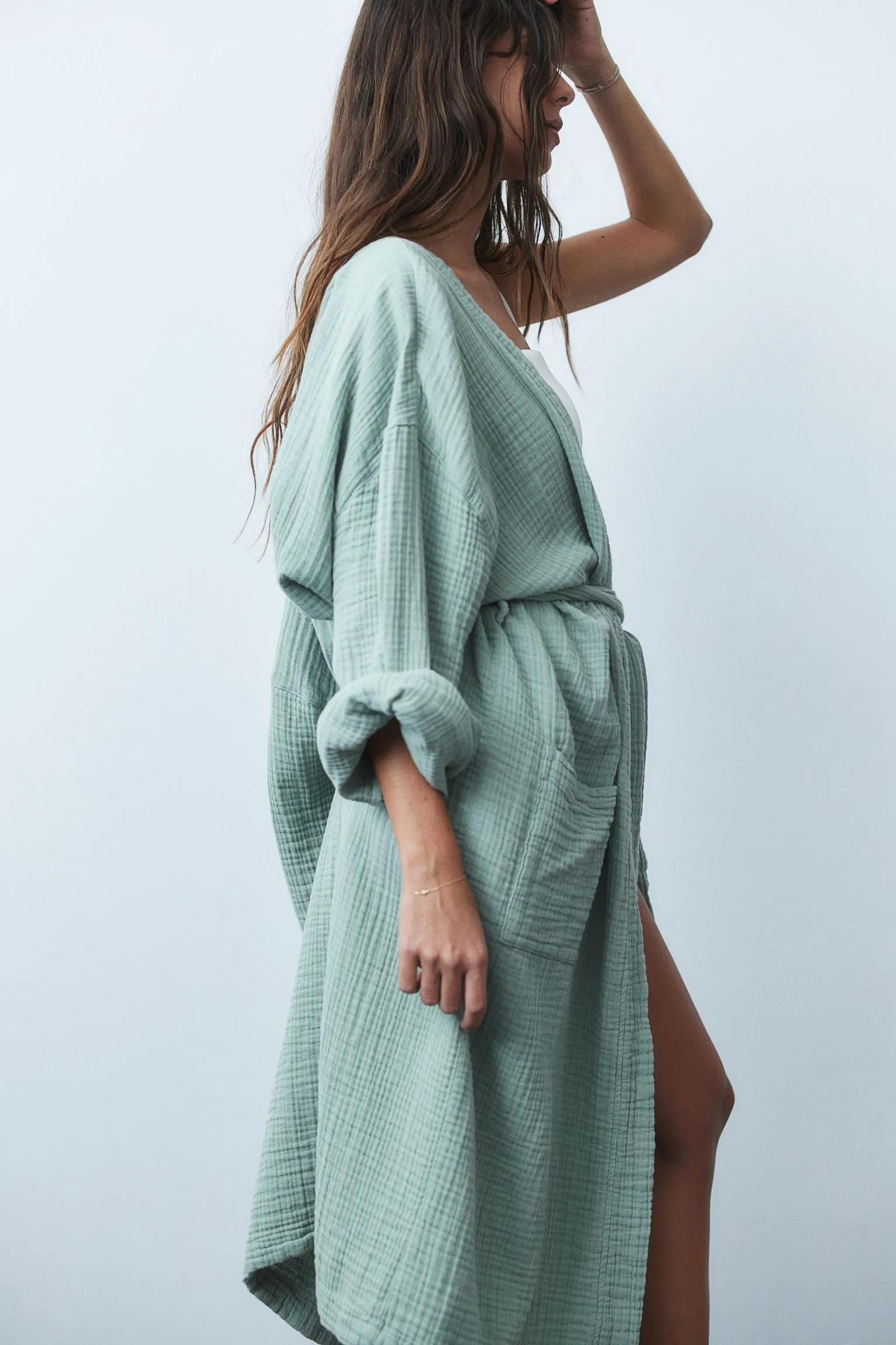 H&M Home Muslin robe, light green