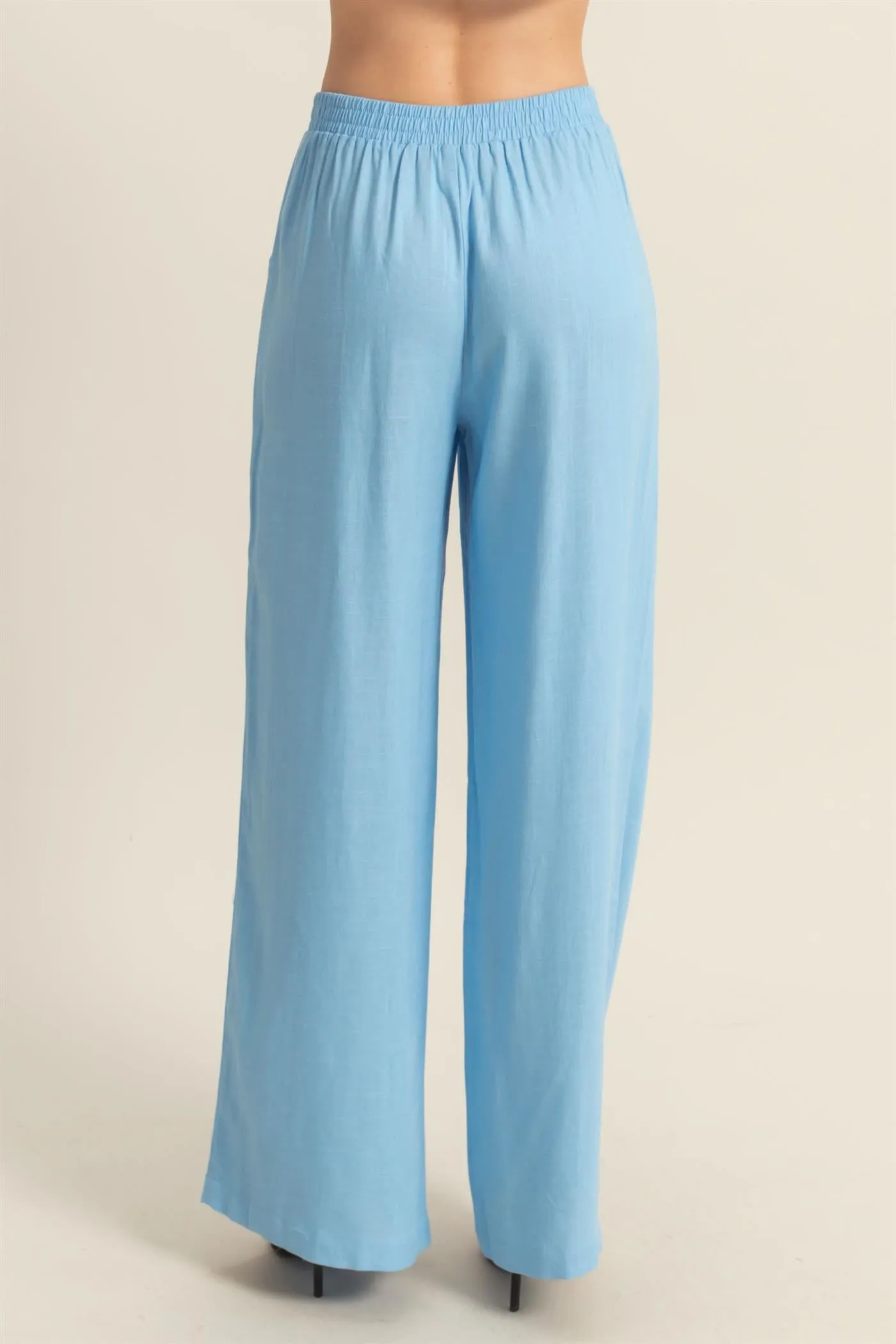 HF25A621-Elasticized Waist Linen Pants