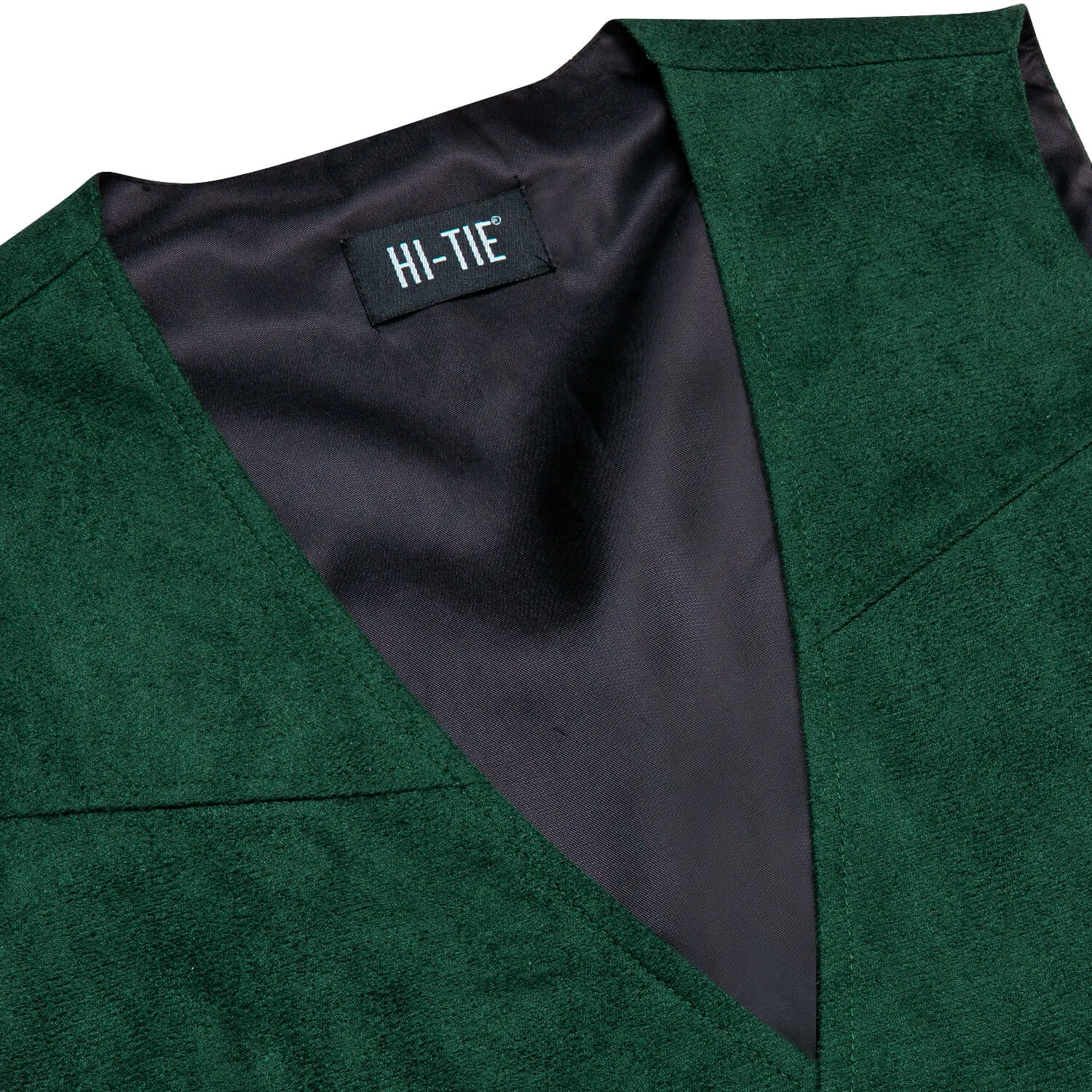 Hi-Tie Button Vest Dark Green Suede Solid Men's Single Vest