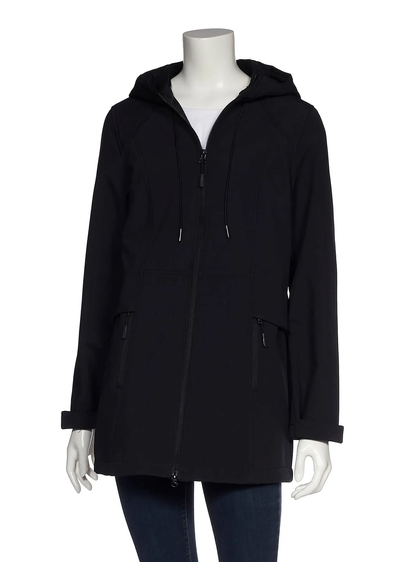 Hooded Soft Shell Tunic Jacket (Only 1 XL Black Left!)