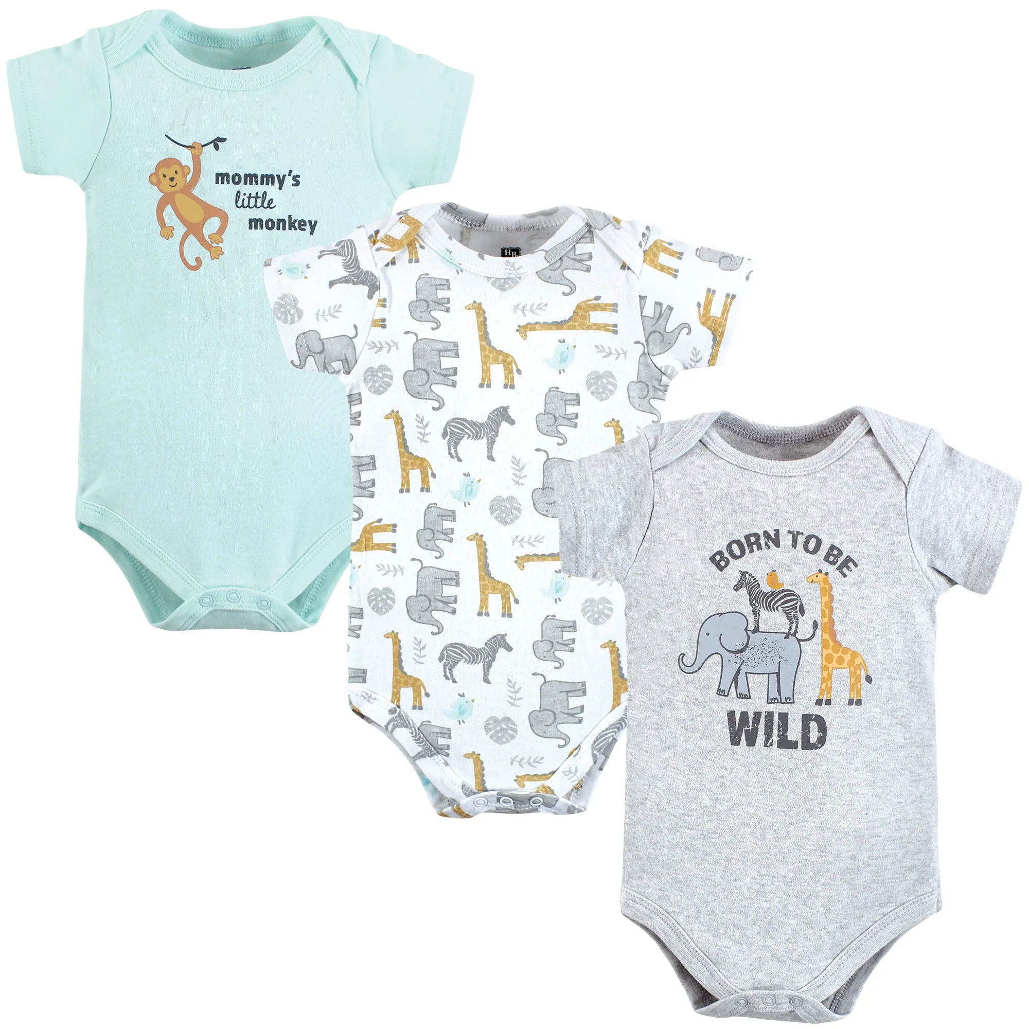 Hudson Baby Cotton Bodysuits, Little Monkey