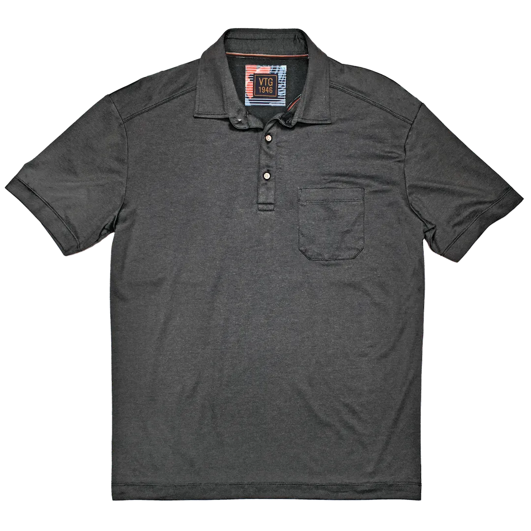 Hybrid Micro Pique Polo, Char Black Heather