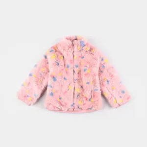 Infant Girls Sherpa Jacket Multi Dot-Pink