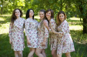 Ivory Vintage Chic Floral Pattern Bridesmaids Robes