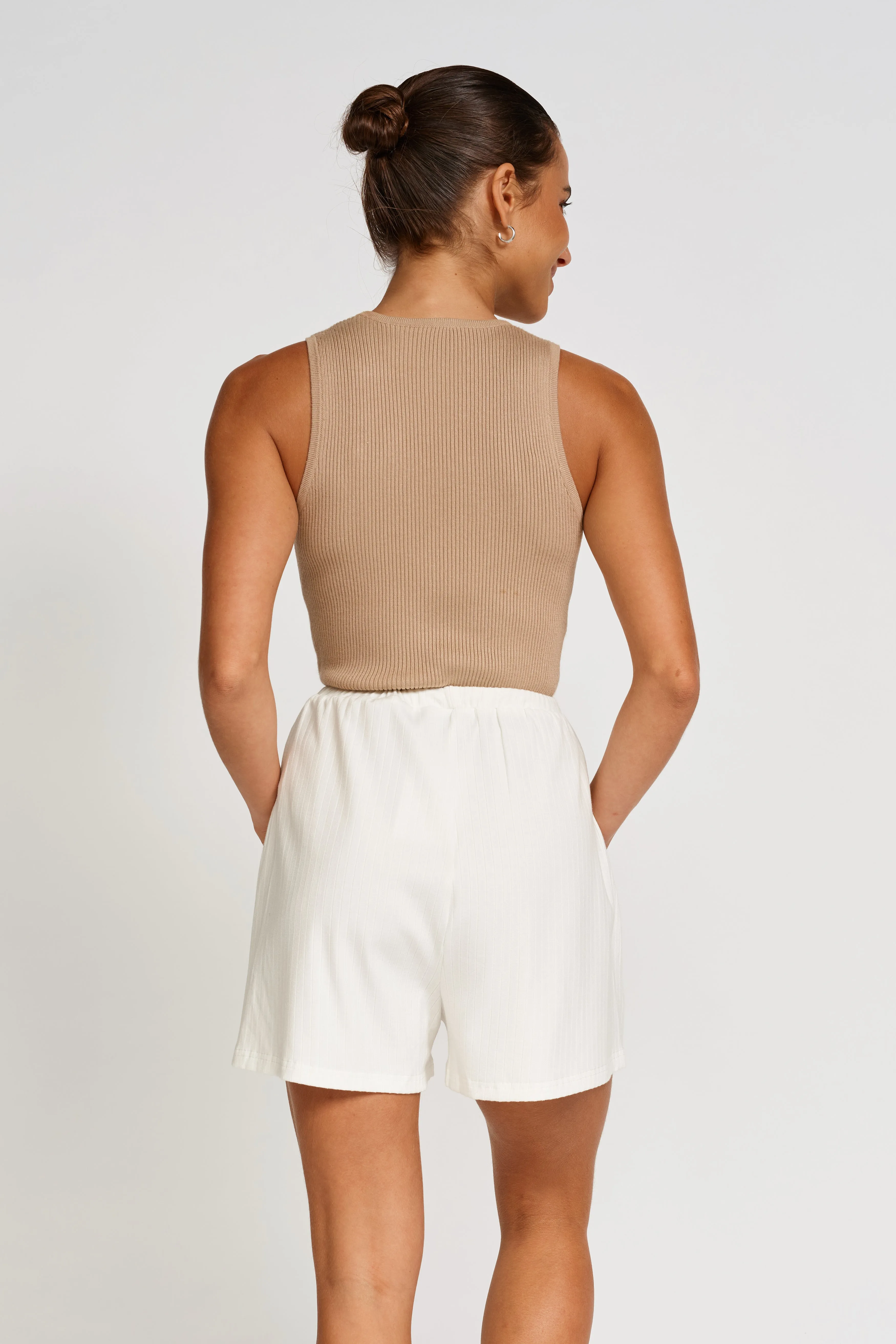 Ivy Ribbed Lounge Short - White