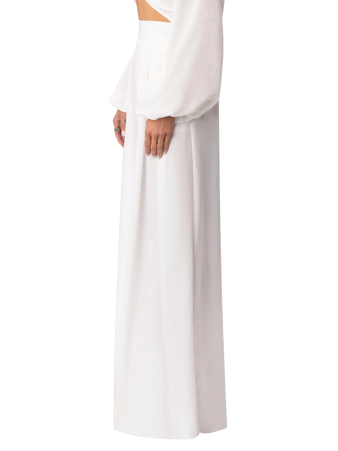 “Keira” White Wide Leg Pants